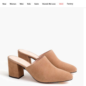 J.Crew High Block Heel Mules In Suede Size 7